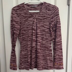 Athleta Burgundy Patterned Long Sleeve Tee